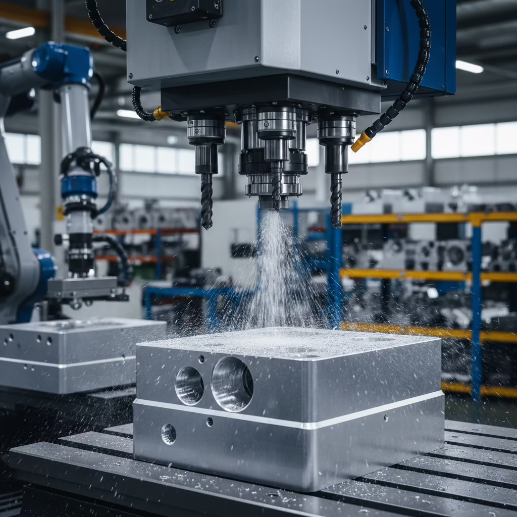 CNC-Bohren mit Hochgeschwindigkeitsbohrer in der industriellen Metallbearbeitung