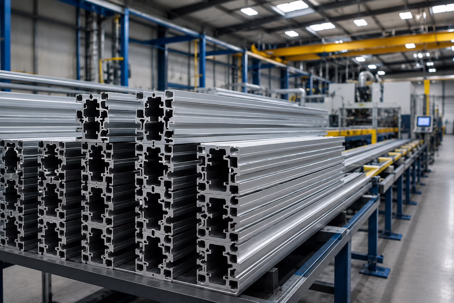 Aluminiumprofile Bauwesen Lösungen in moderner Produktionsanlage